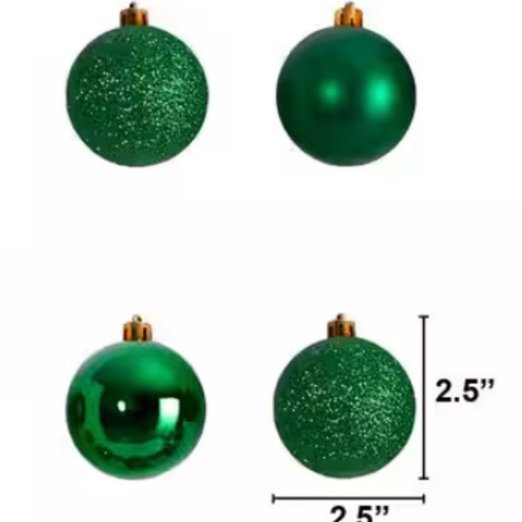 Nearly Natural 2.5” Shatterproof Christmas Ornament Set of 30 Green Glitter NIB - Picture 4 of 4
